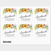 Sticker Carré Calligraphie artisanale Tournesol Floral Petit (Feuille)