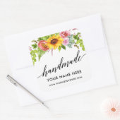 Sticker Carré Calligraphie artisanale Tournesol Floral Petit (Enveloppe)