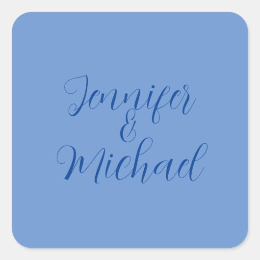 Sticker Carré Calligraphie Bleue Classique mariage (Devant)