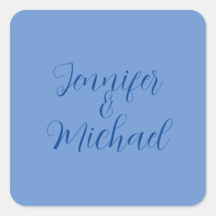 Sticker Carré Calligraphie Bleue Classique mariage
