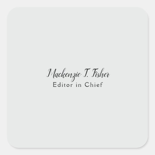 Sticker Carré Calligraphie classique Élégante Plaque Gris simple (Devant)