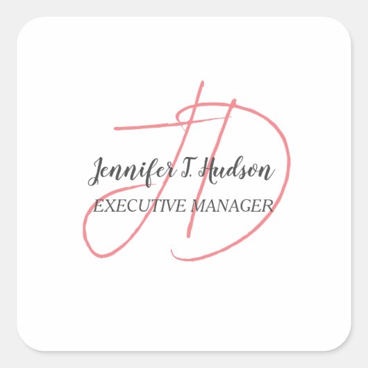 Sticker Carré Calligraphie classique tendance monogramme (Devant)