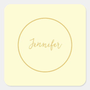 Sticker Carré Calligraphie couleur or et crème moderne Plain uni