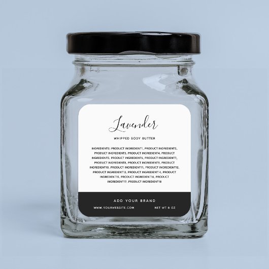 Sticker Carré Calligraphie Couleurs modifiables Ingrédients de c