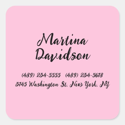 Sticker Carré Calligraphie créative rose originale (Devant)