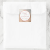 Sticker Carré Calligraphie de feuille d'or rose merci (Sac)