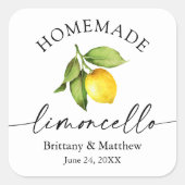 Sticker Carré Calligraphie de Limoncello maison Aquarelle Citron (Devant)
