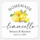Sticker Carré Calligraphie de Limoncello maison Aquarelle Citron (Devant)