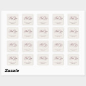 Sticker Carré Calligraphie de mariage classique script bordeaux  (Feuille)