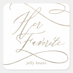 Sticker Carré Calligraphie d'or romantique Sa Faveur préférée