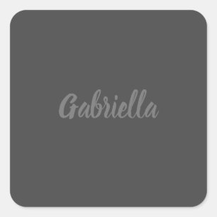 Sticker Carré Calligraphie Élégant Gris clair Nom simple