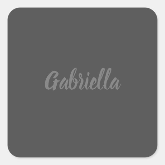 Sticker Carré Calligraphie Élégant Gris clair Nom simple (Devant)