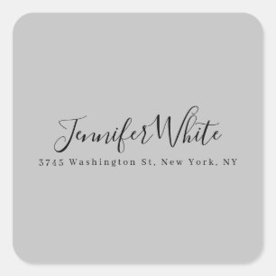 Sticker Carré Calligraphie Élégant Gris rétro Gris