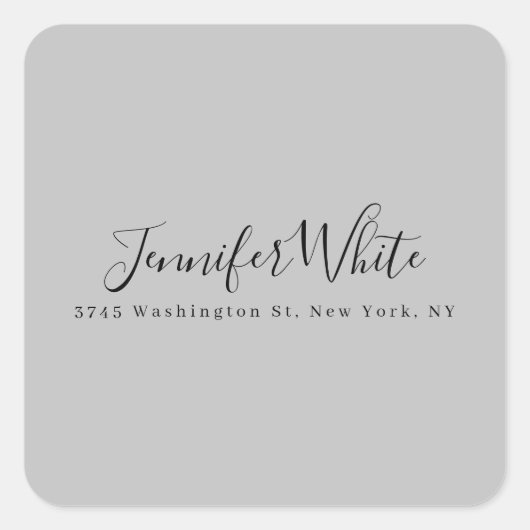 Sticker Carré Calligraphie Élégant Gris rétro Gris (Devant)
