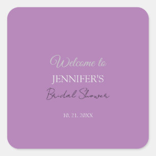 Sticker Carré Calligraphie Élégant Lavande Bienvenue Shower de M