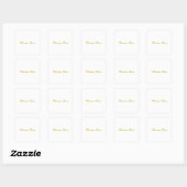 Sticker Carré Calligraphie Élégant Or Blanc Simple Nom Plain (Feuille)