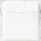Sticker Carré Calligraphie Élégant Or Blanc Simple Nom Plain (Sac)