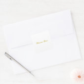 Sticker Carré Calligraphie Élégant Or Blanc Simple Nom Plain (Enveloppe)