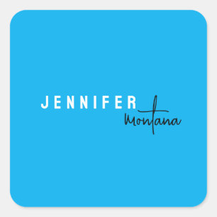 Sticker Carré Calligraphie Elegant Plain Ajouter son propre nom
