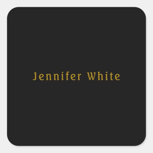 Sticker Carré Calligraphie Elegant Retro Gold & Black Nom (Devant)