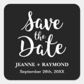 Sticker Carré Calligraphie élégante Noir Mariage Enregistrer la (Devant)