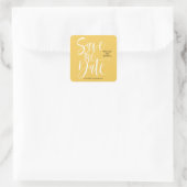 Sticker Carré Calligraphie en gras | Blanc Jaune mariage moderne (Sac)