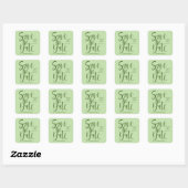 Sticker Carré Calligraphie en gras | Vert chic mariage moderne (Feuille)