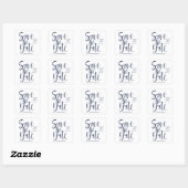 Sticker Carré Calligraphie en gras | White NAVY Blue mariage mod (Feuille)