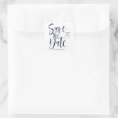 Sticker Carré Calligraphie en gras | White NAVY Blue mariage mod (Sac)