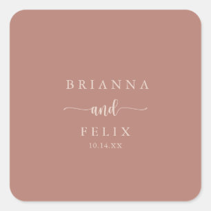 Sticker Carré Calligraphie Mariage en terre cuite Enveloppe Phoq