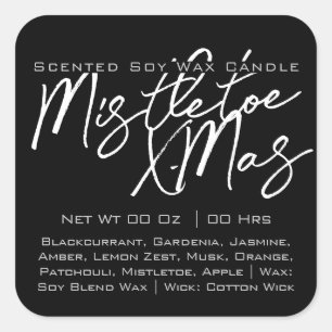 Sticker Carré Calligraphie moderne lettrant bougie blanche noire