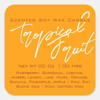 Sticker Carré Calligraphie moderne Lettrer bougie orange jaune