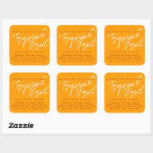Sticker Carré Calligraphie moderne Lettrer bougie orange jaune (Feuille)