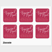 Sticker Carré Calligraphie moderne Lettrer bougie rose foncé (Feuille)