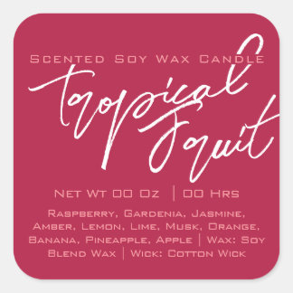 Sticker Carré Calligraphie moderne Lettrer bougie rose foncé