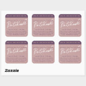 Sticker Carré Calligraphie moderne Lilac Kraft Papier Bougie Éti (Feuille)