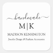 Sticker Carré Calligraphie Monogramme artisanal ou Ajouter un lo (Devant)