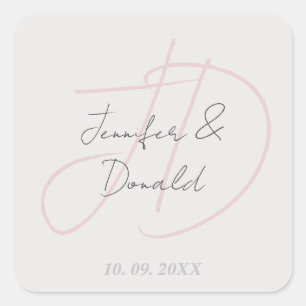 Sticker Carré Calligraphie monogramme de script classique tendan