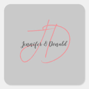 Sticker Carré Calligraphie monogramme de script classique tendan