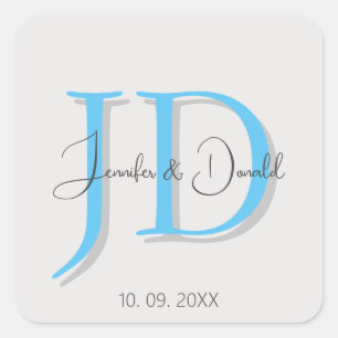 Sticker Carré Calligraphie monogramme de script classique tendan