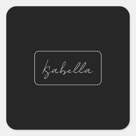 Sticker Carré Calligraphie Noir Blanc Plaine Créative Nom modern (Devant)