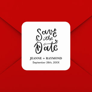 Sticker Carré Calligraphie Romantique Faire-Part de Mariage "Sav