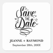 Sticker Carré Calligraphie romantique Mariage personnalisé Enreg (Devant)