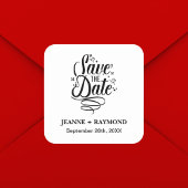 Sticker Carré Calligraphie romantique Mariage personnalisé Enreg