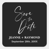 Sticker Carré Calligraphie romantique Noir Mariage Enregistrer l (Devant)