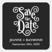 Sticker Carré Calligraphie romantique Noir Mariage Enregistrer l (Devant)