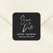 Sticker Carré Calligraphie romantique Noir Mariage Enregistrer l