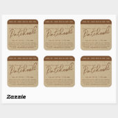 Sticker Carré Calligraphie rustique Caoutchouc Beige Kraft Étiqu (Feuille)