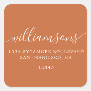 Sticker Carré Calligraphie simple Burange Orange Adresse de reto