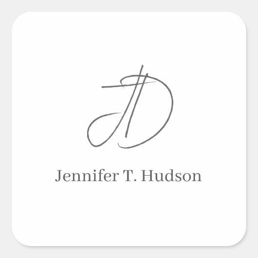 Sticker Carré Calligraphie tendance monogramme classique  (Devant)